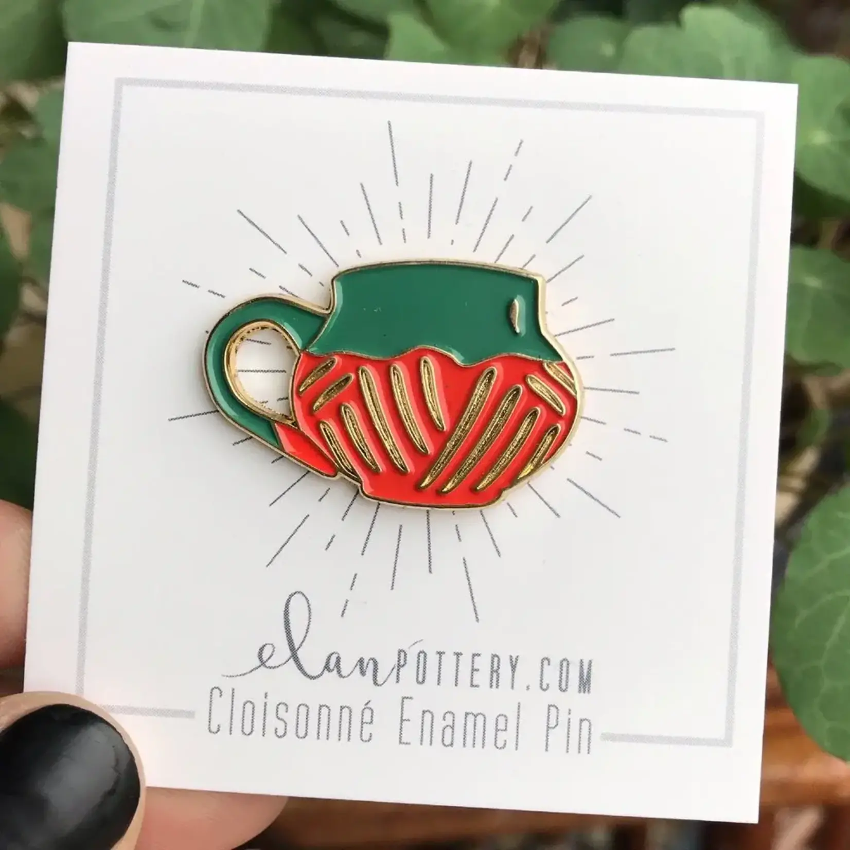 Elan Pottery Transfers Mountain Carved Mug Enamel Pin - Teal