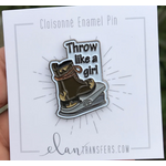 Elan Pottery Transfers Throw Like a Girl Enamel Pin