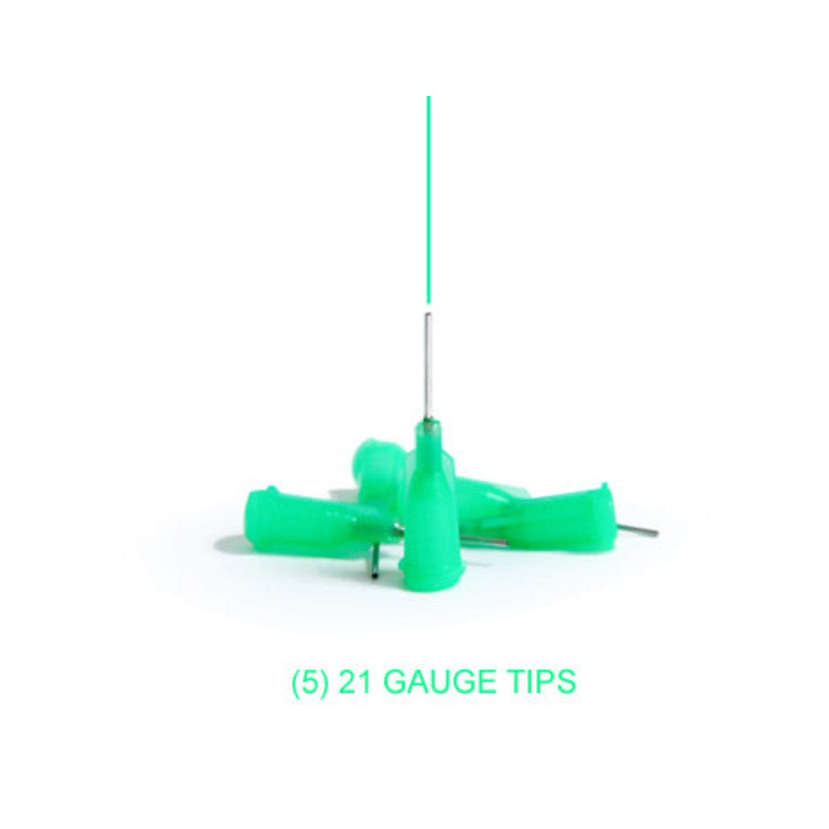 XIEM TOOLS Precision Applicator Tips (5) 21 Gauge (Light Green)