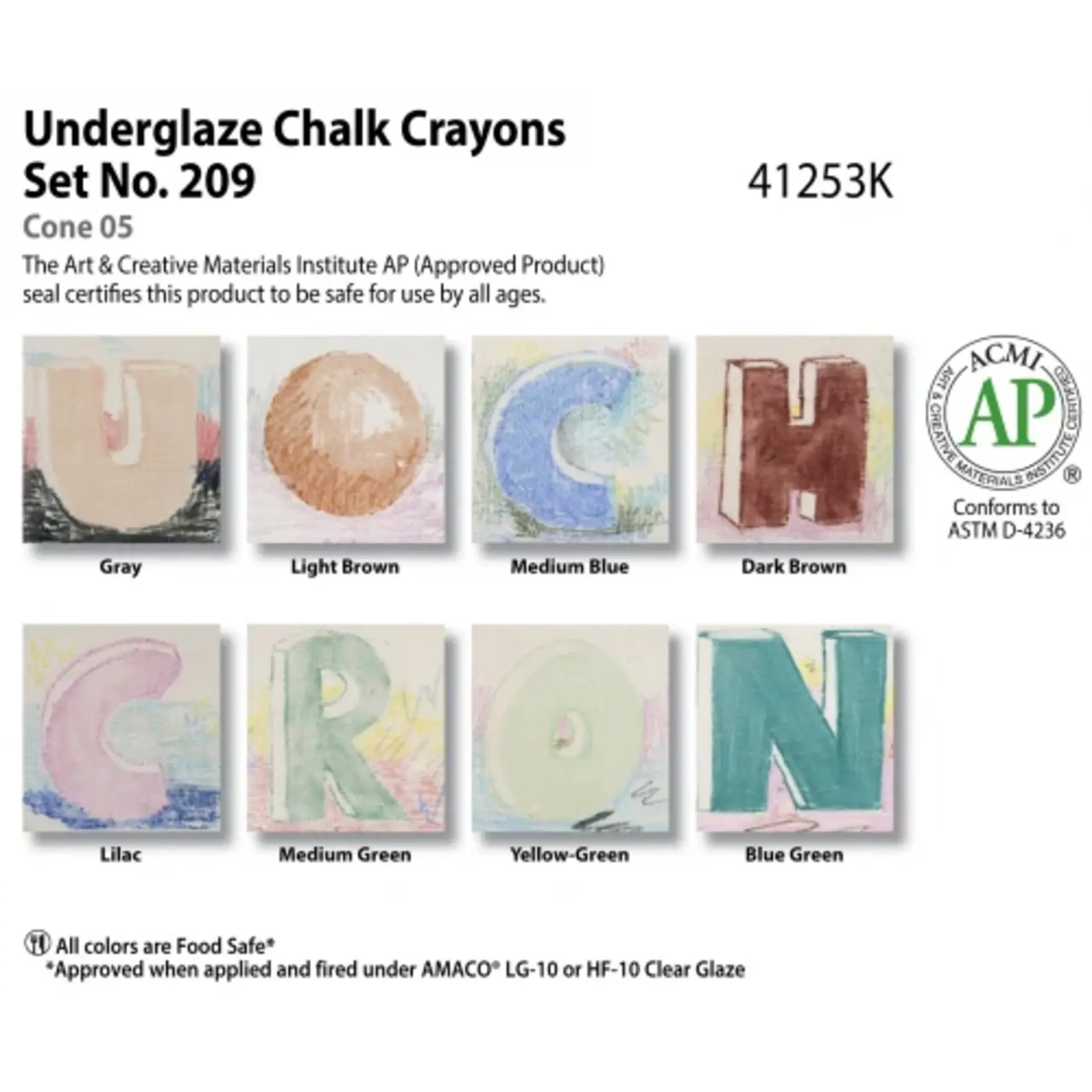 American Art Clay Underglaze Chalk Crayon Set #209