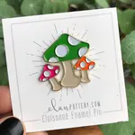 Elan Pottery Transfers Mushrooms Enamel Pin - Green