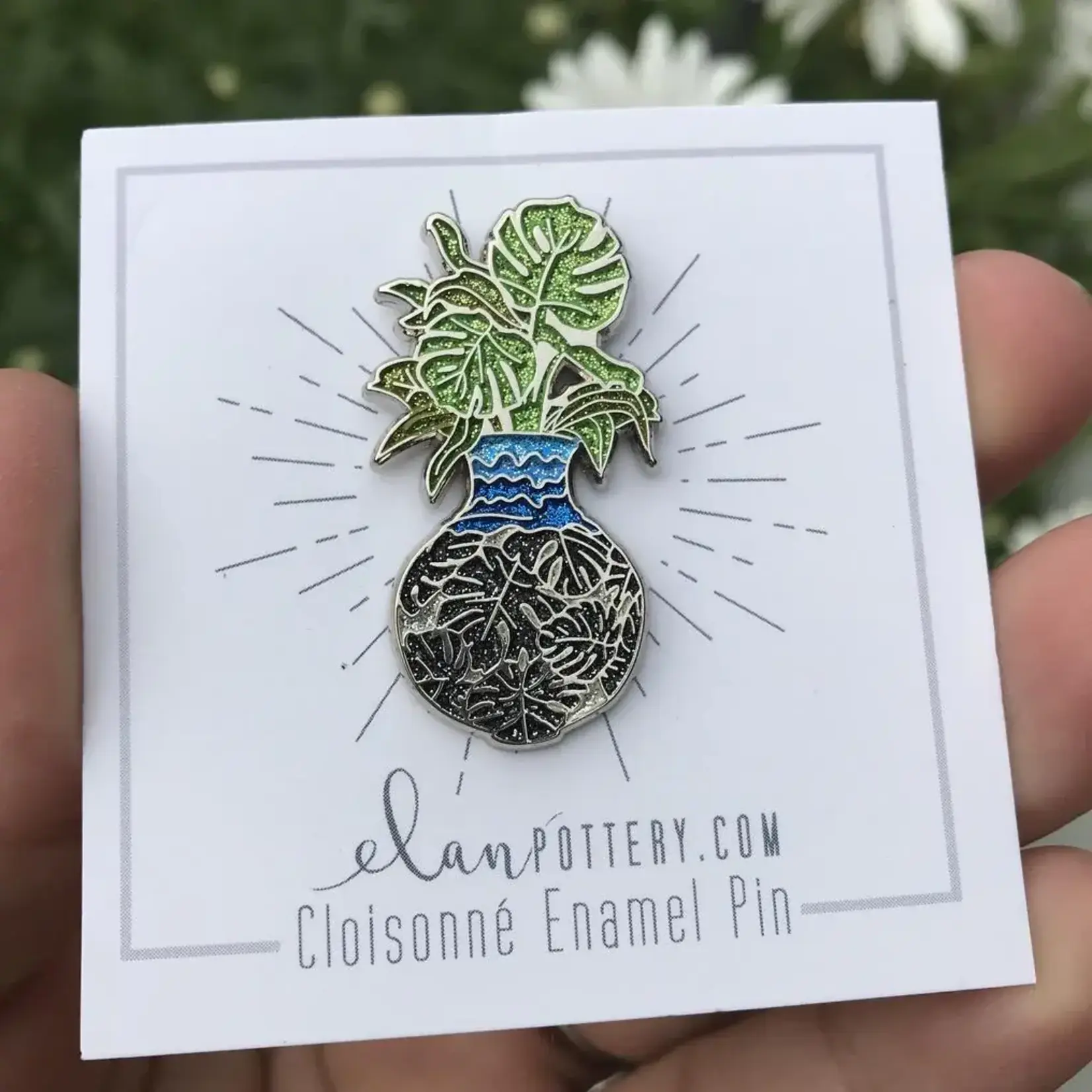Elan Pottery Transfers Monstera Vase Enamel Pin