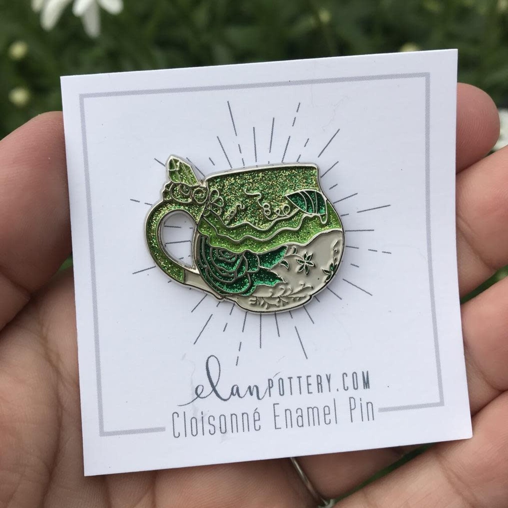Elan Pottery Transfers Crystal Mug Enamel Pin - Green