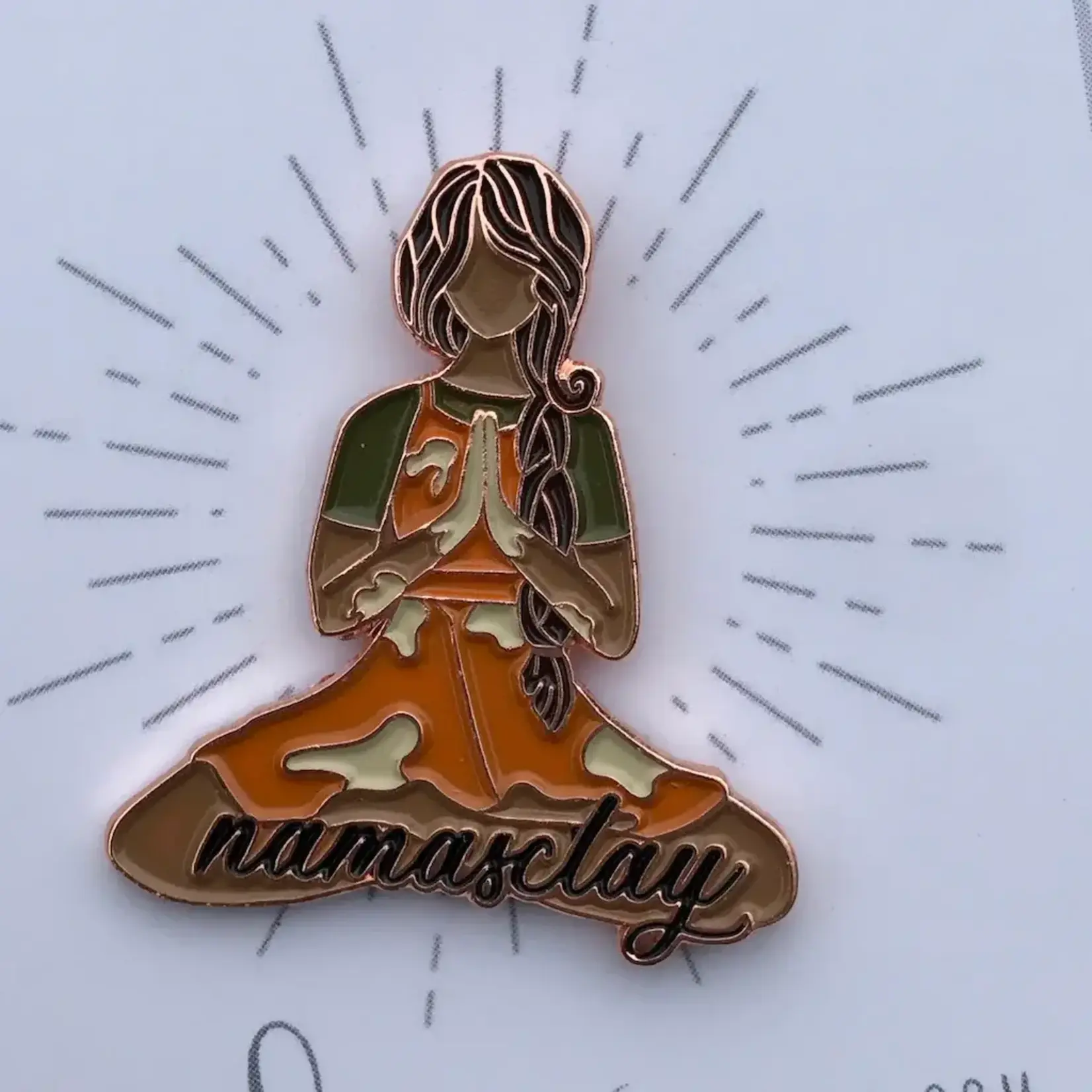 Elan Pottery Transfers Namasclay Enamel Pin - Dark Brown Hair