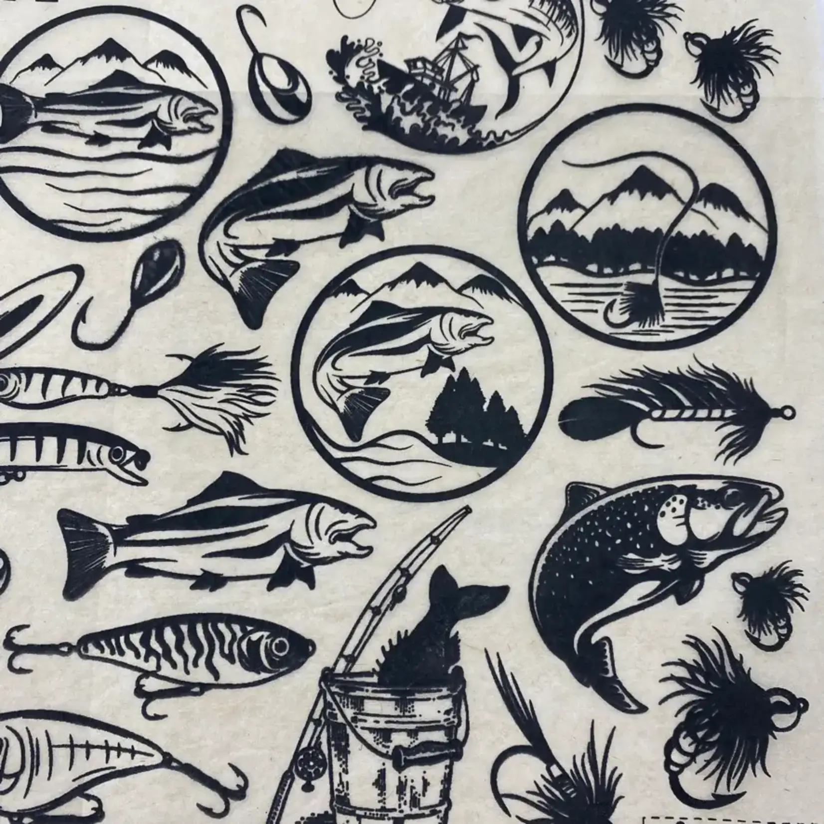 Elan Pottery Transfers Fly Fishing Underglaze Transfer - Black