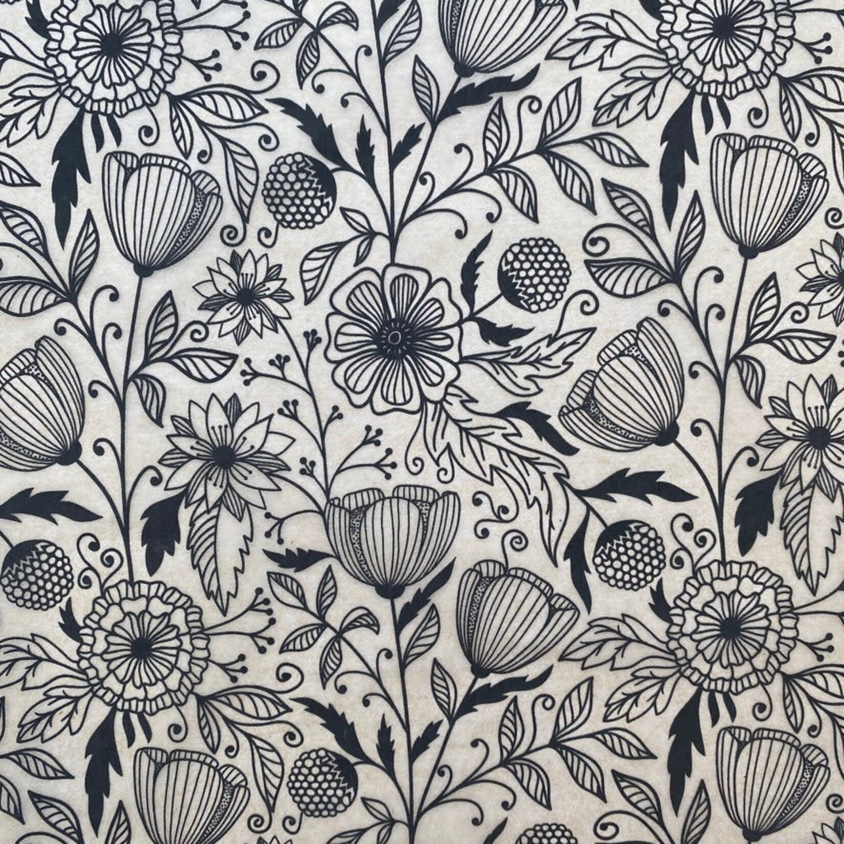 Elan Pottery Transfers Flower Doodle Underglaze Transfer - Black