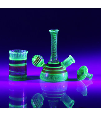 IL Glass IL Glass 4.5" UV Reactive Micro Tube Andromeda & Illuminati w/ Carb Cap & Swab Jar 10mm Female