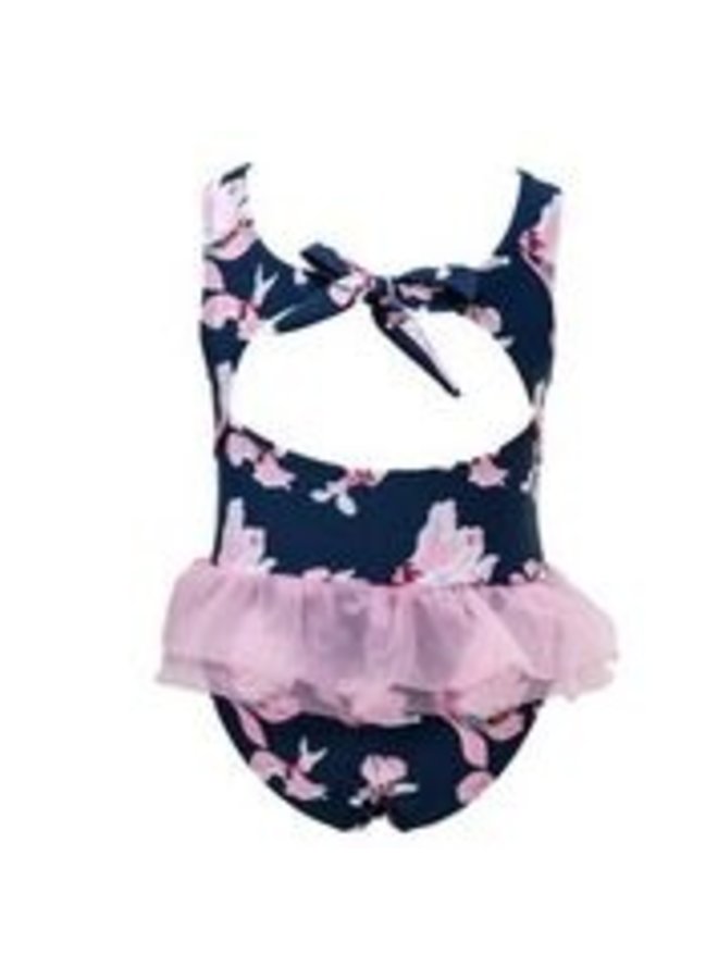 NAVY ORCHID SKIRTED SWIMSUIT