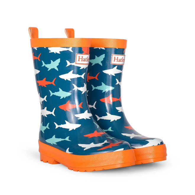 GREAT WHITE SHARKS SHINY RAIN BOOTS