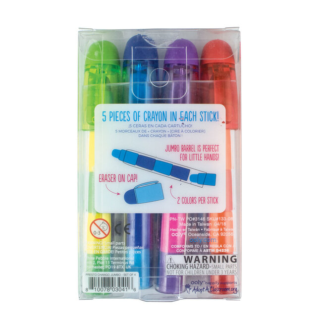 Presto Chango Jumbo Erasable Crayon Sticks - Set of 4