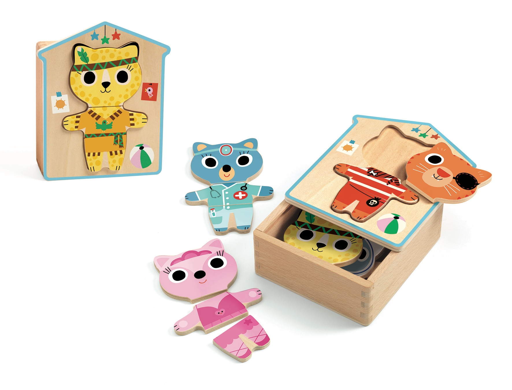 wooden dress up puzzle