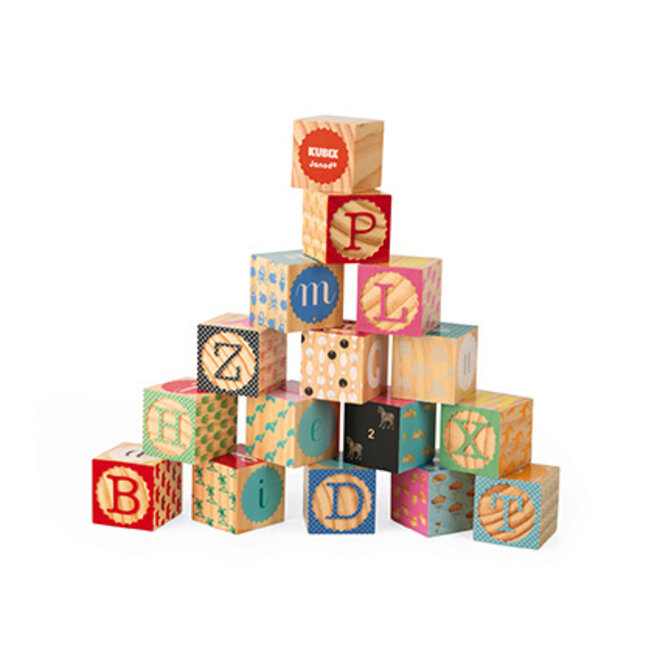 Kubix - 16 Carved Alphabet Blocks