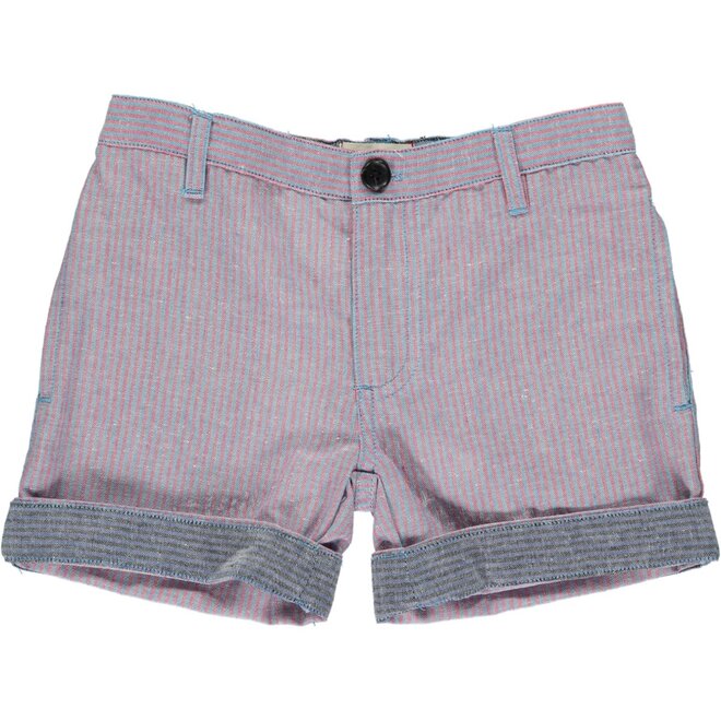 Blue/red stripe turn up shorts