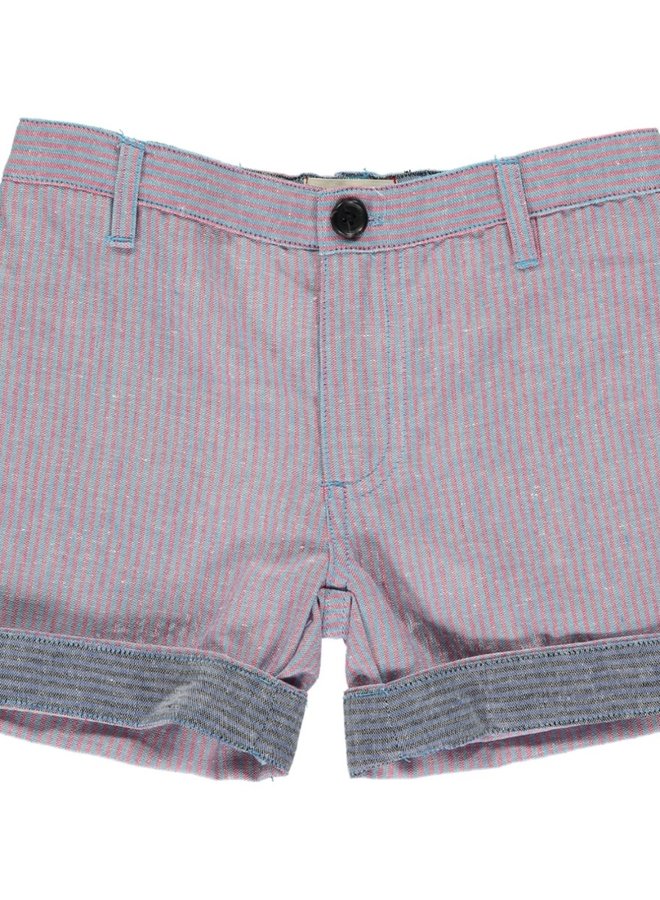 Blue/red stripe turn up shorts