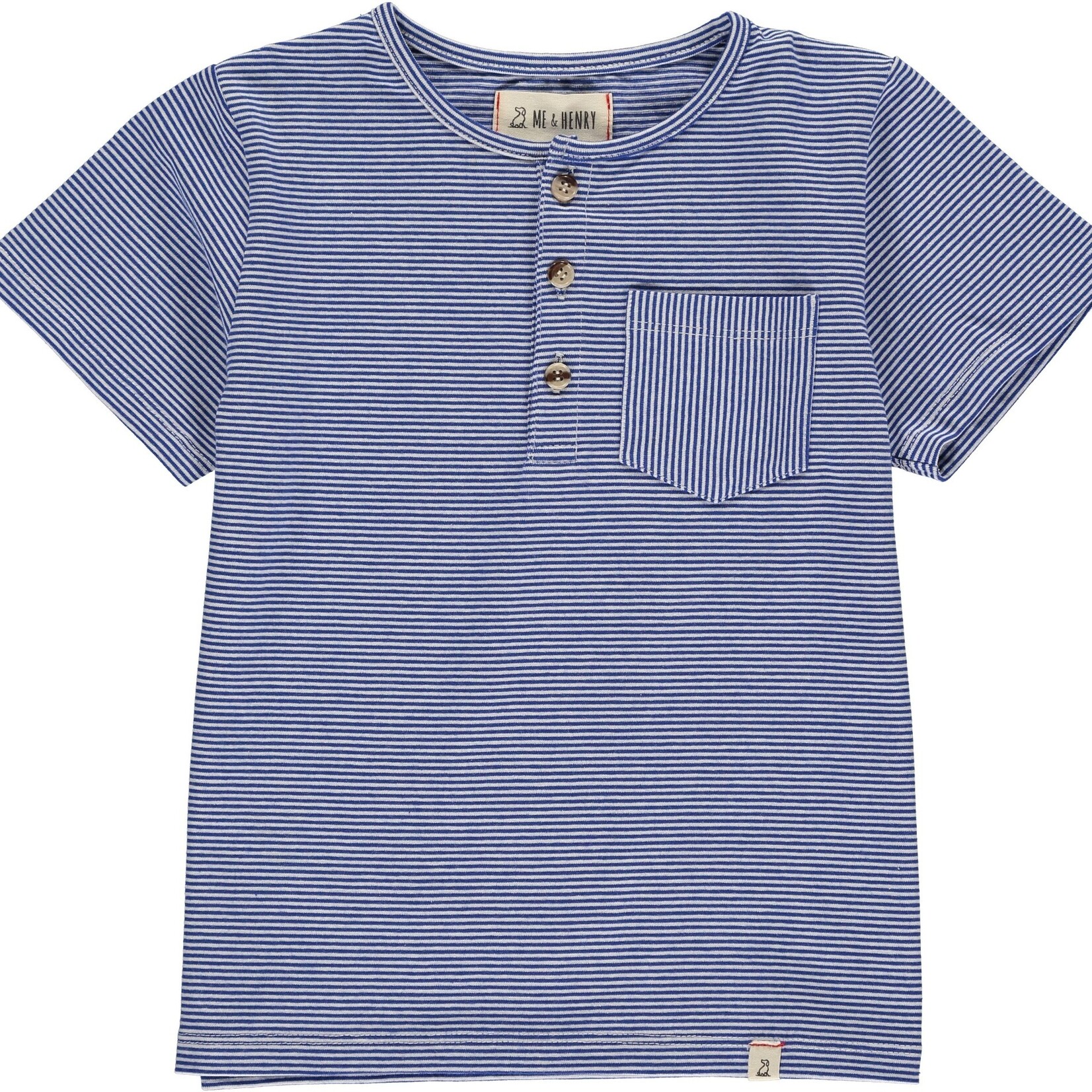 Blue/white Henley tee