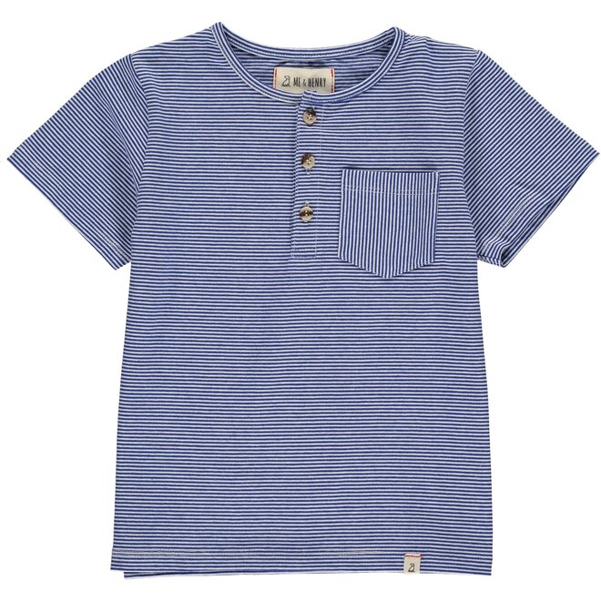 Blue/white Henley tee