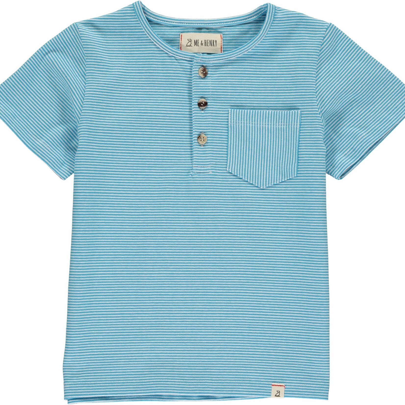 Aqua/white Henley tee