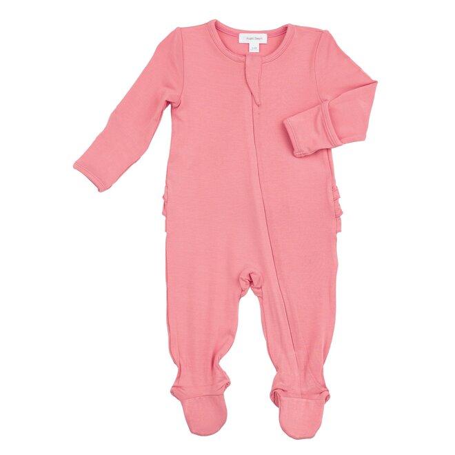 Solid Pink Basics Ruffle Back Footie