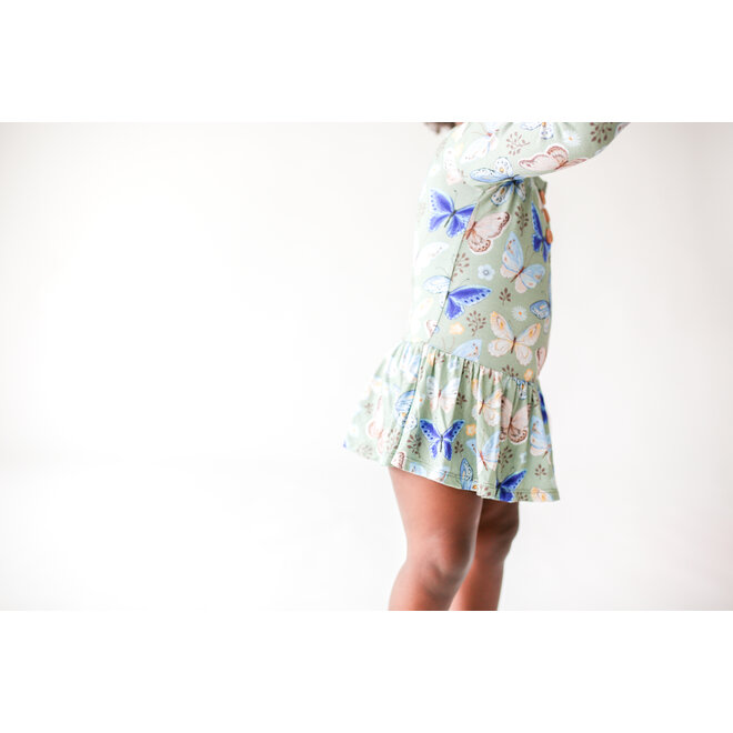 Lucy - Long Sleeve Henley with Twirl Skirt Bodysuit