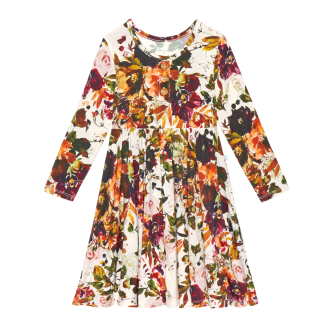 Corinne - Long Sleeve Henley Twirl Dress