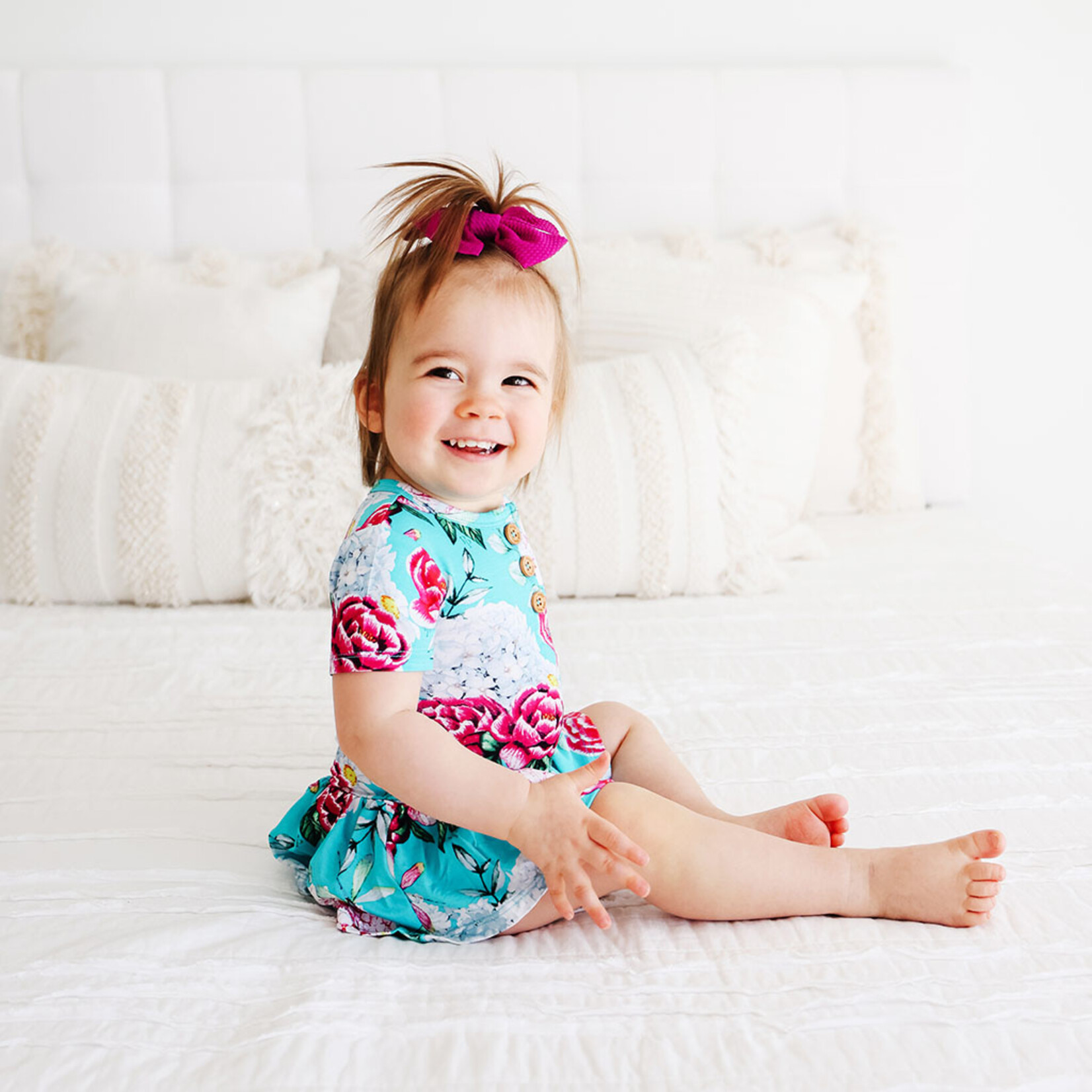 Posh Peanut Eloise - Short Sleeve Henley Twirl Skirt Bodysuit