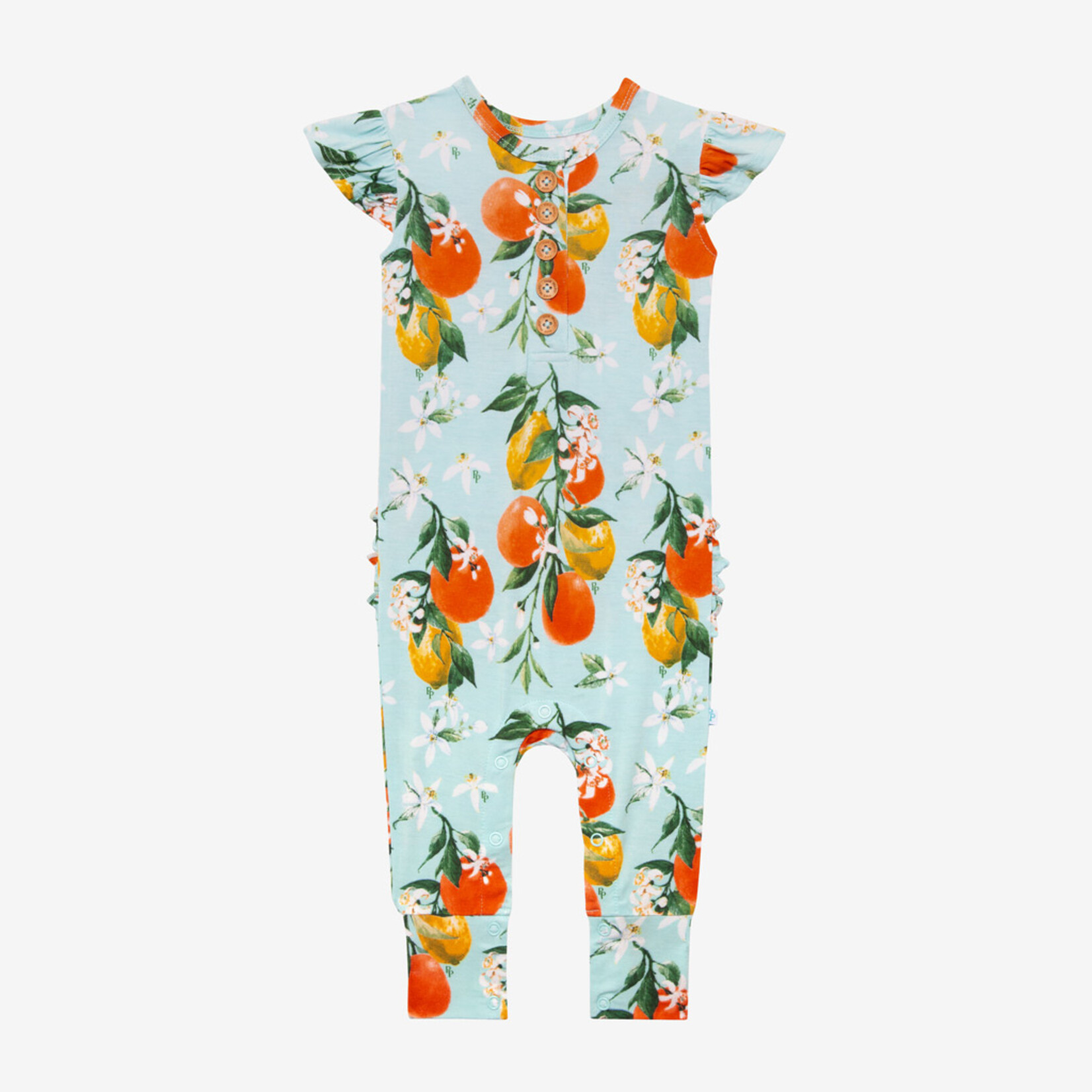 Posh Peanut Mirabella - Ruffled Capsleeve Henley Romper