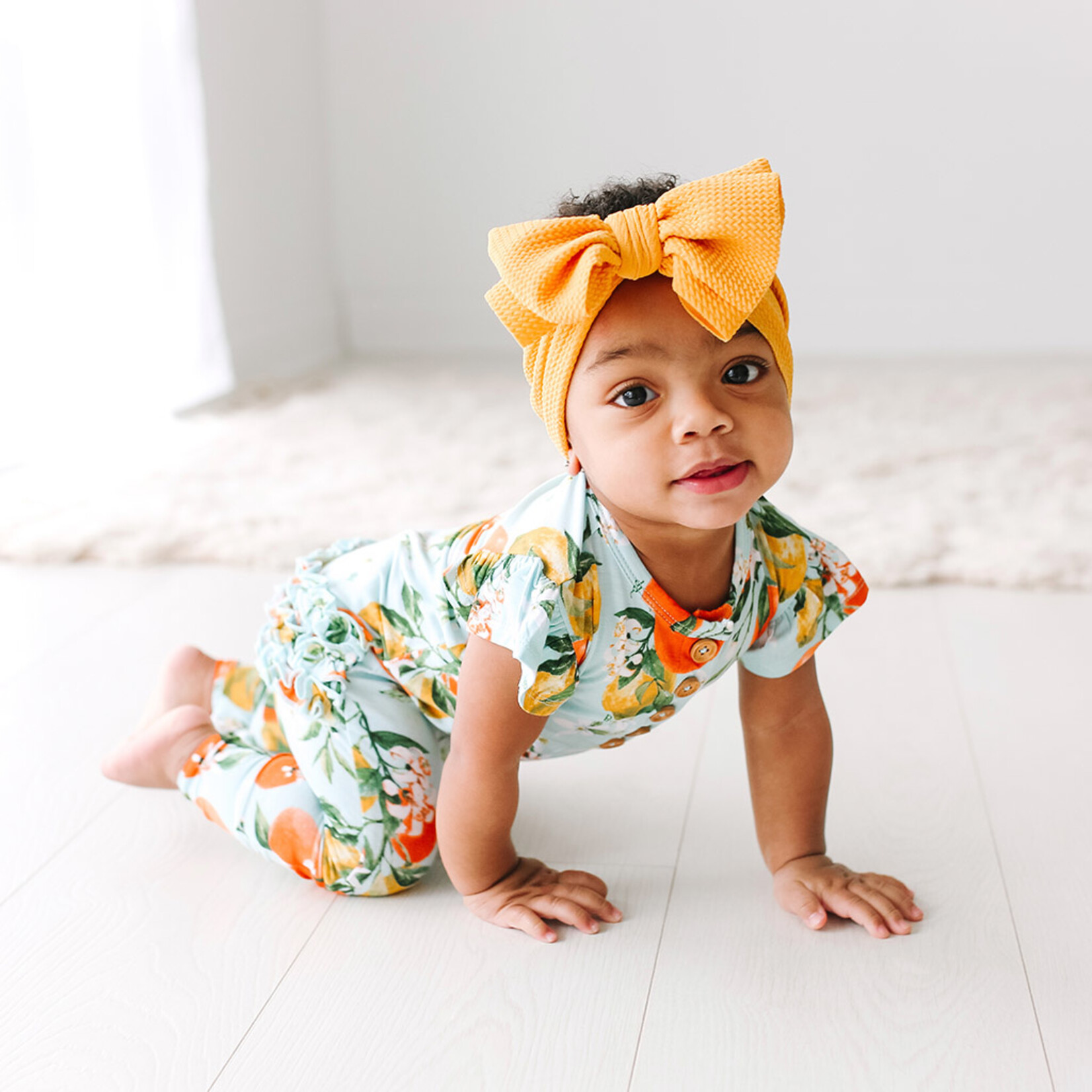 Posh Peanut Mirabella - Ruffled Capsleeve Henley Romper