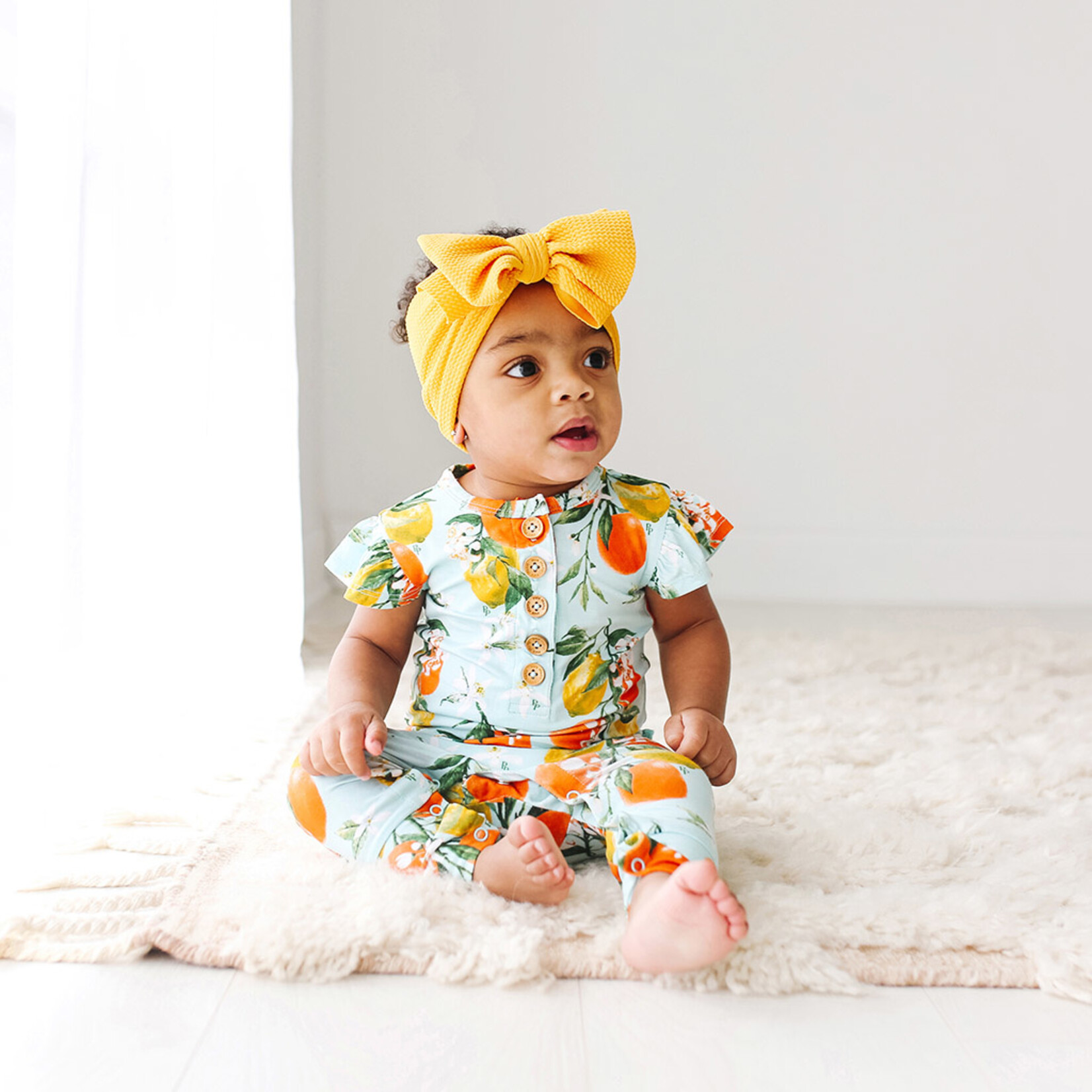 Posh Peanut Mirabella - Ruffled Capsleeve Henley Romper