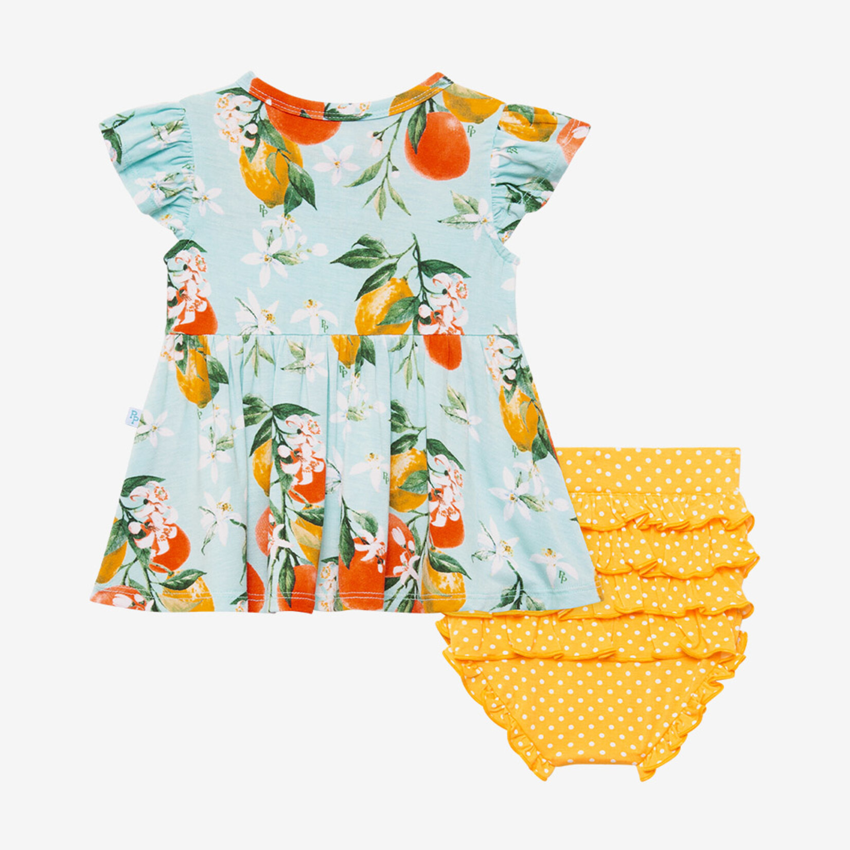 Posh Peanut Mirabella - Short Sleeve Henley Peplum Top & Bloomer Set