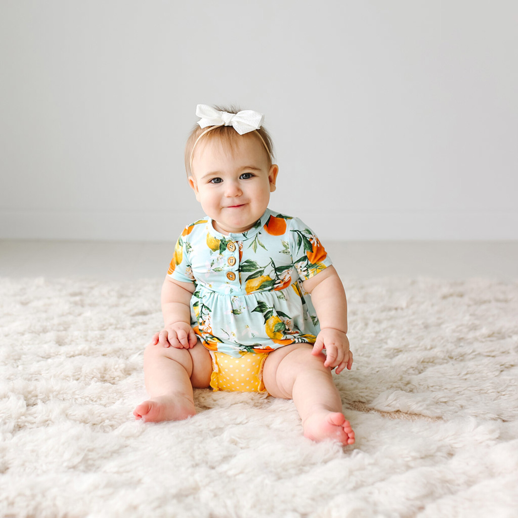 Posh Peanut Mirabella - Short Sleeve Henley Peplum Top & Bloomer Set