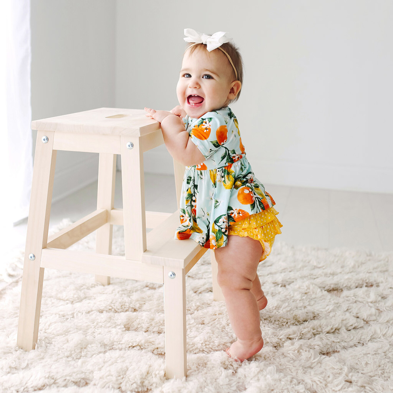 Posh Peanut Mirabella - Short Sleeve Henley Peplum Top & Bloomer Set