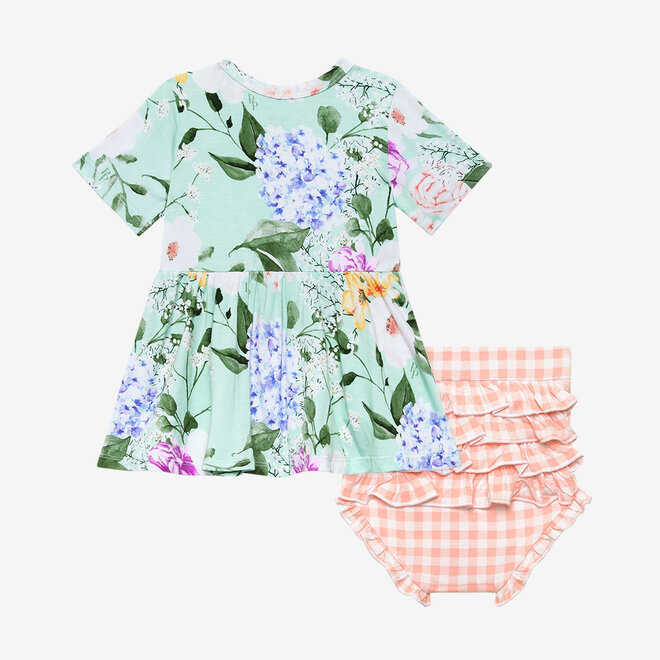 Erin - Short Sleeve Basic Peplum Top & Bloomer Set