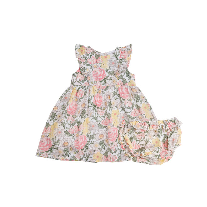 Traditional Floral Dress & Diaper Cover