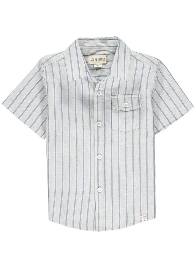 NEWPORT short sleeved shirt - Blue/White Micro Plaid