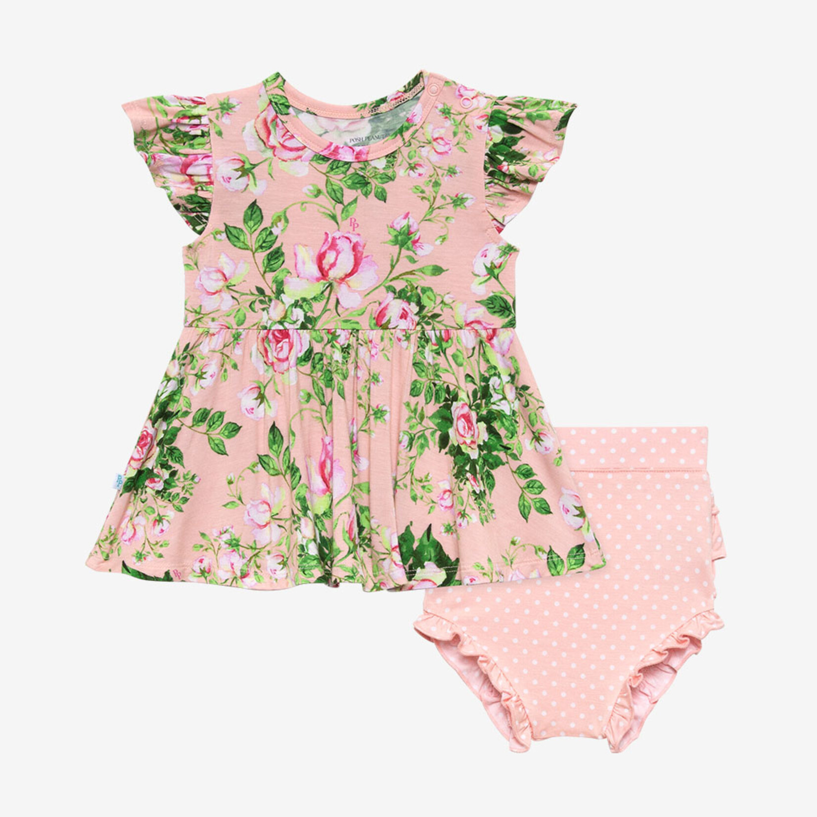 Posh Peanut Renia - Short Sleeve Basic Peplum Top & Bloomer Set
