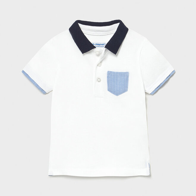 SS Polo Shirt w Patch Pocket - White