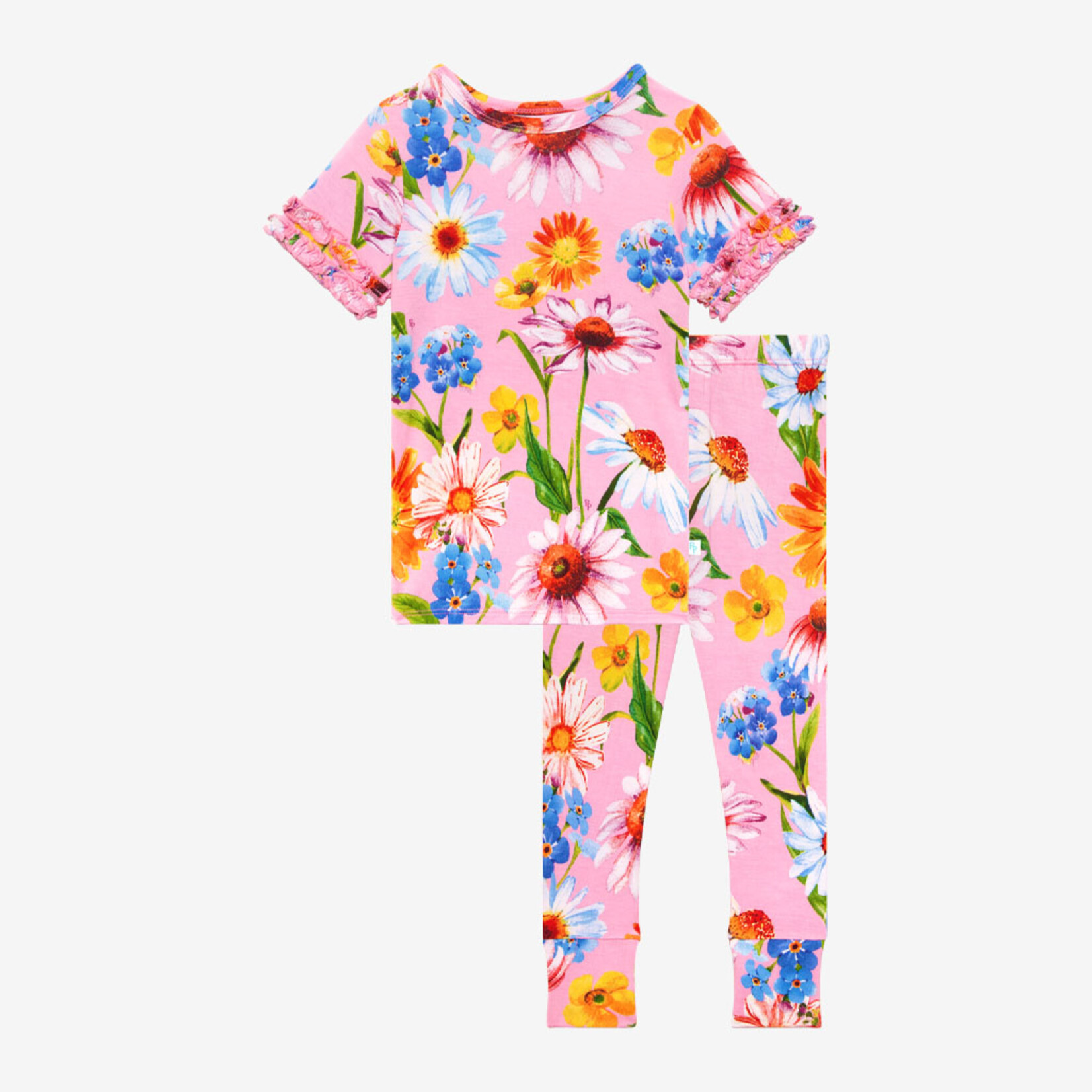 Posh Peanut Kaileigh - Basic Short Sleeve Micro Ruffled Shirt & Long Pant