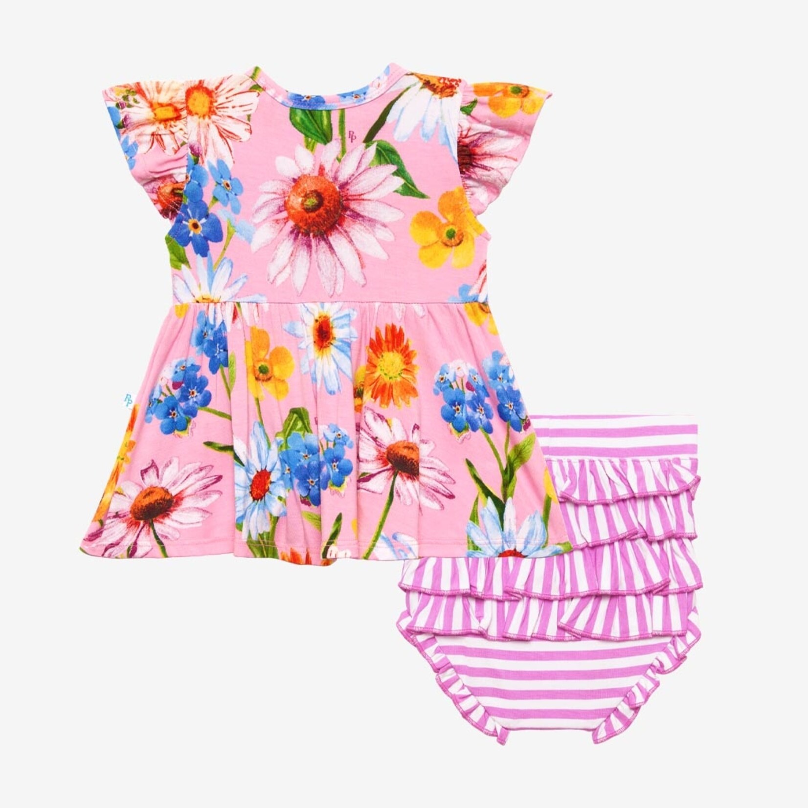 Posh Peanut Kaileigh - Ruffled Capsleeve Basic Peplum Top & Bloomer Set