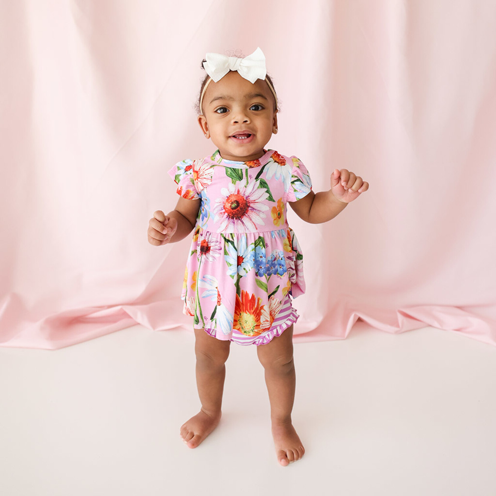 Posh Peanut Kaileigh - Ruffled Capsleeve Basic Peplum Top & Bloomer Set