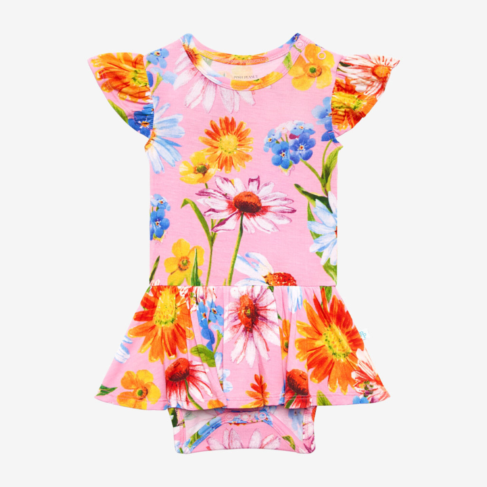 Posh Peanut Kaileigh - Ruffled Capsleeve Basic Twirl Skirt Bodysuit