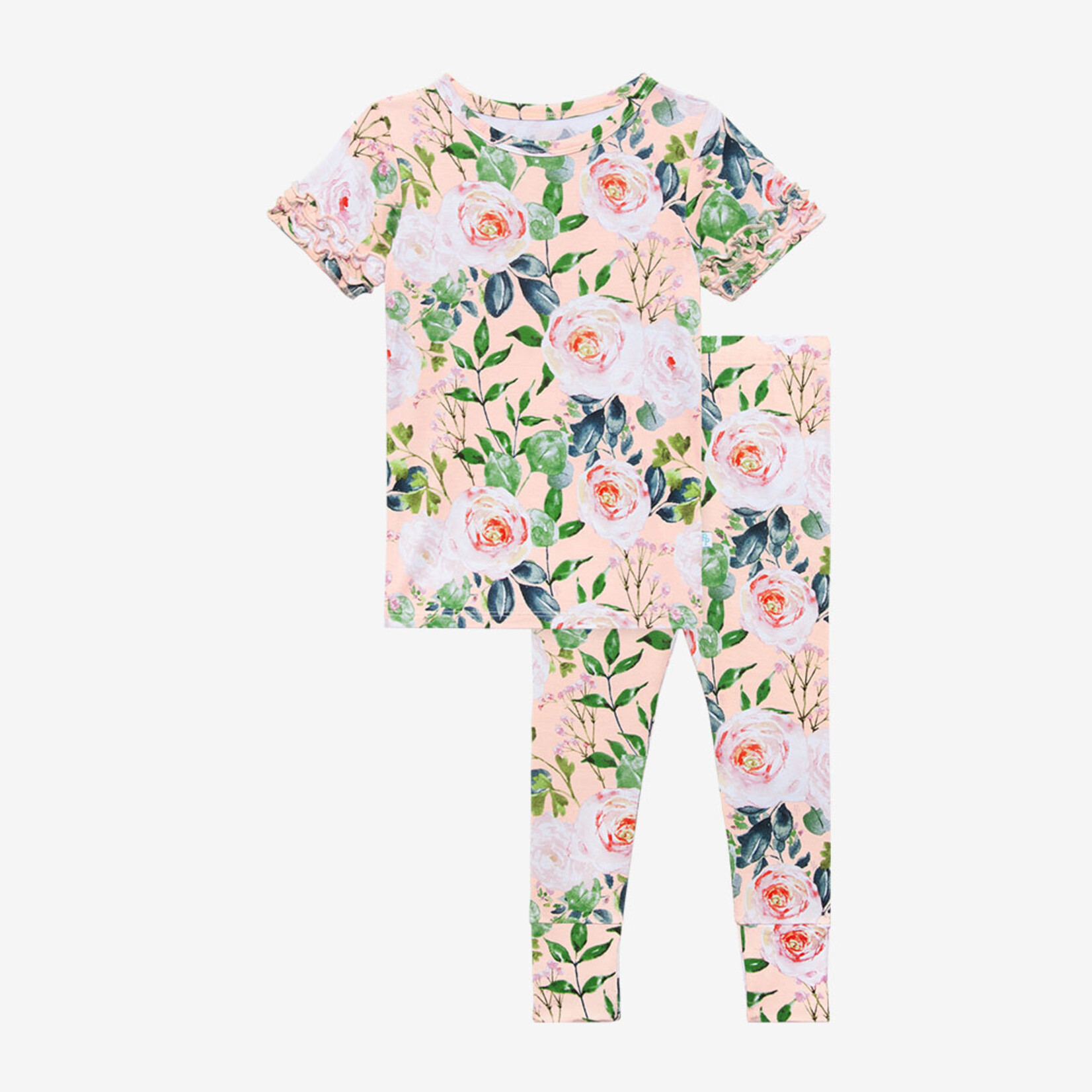 Posh Peanut Harper - Basic Short Sleeve Micro Ruffled Shirt & Long Pant
