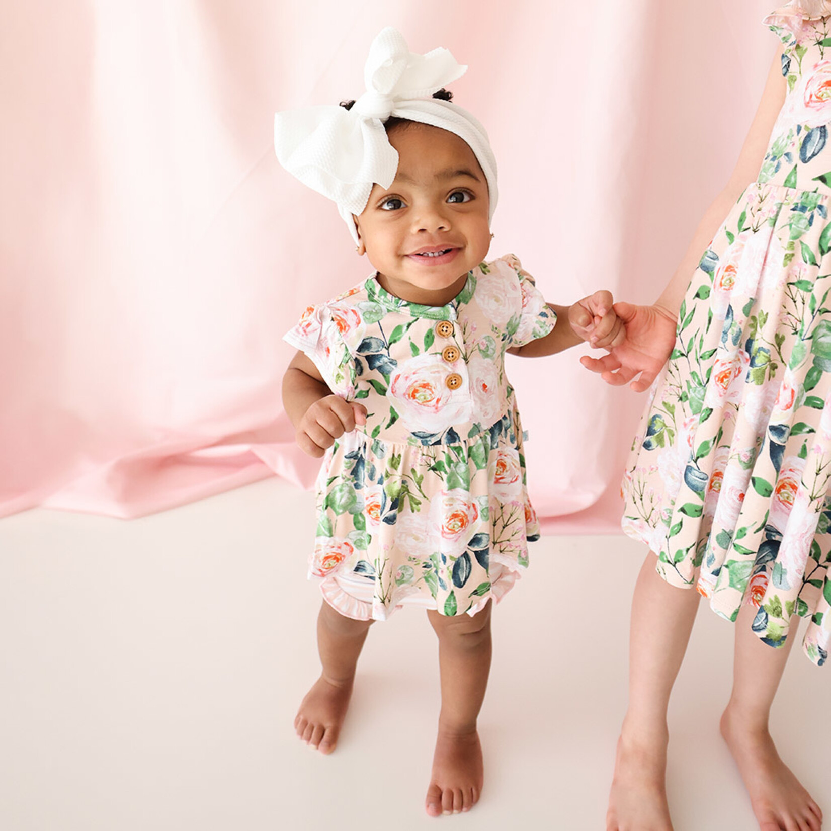 Posh Peanut Harper - Ruffled Capsleeve Henley Peplum Top & Bloomer Set