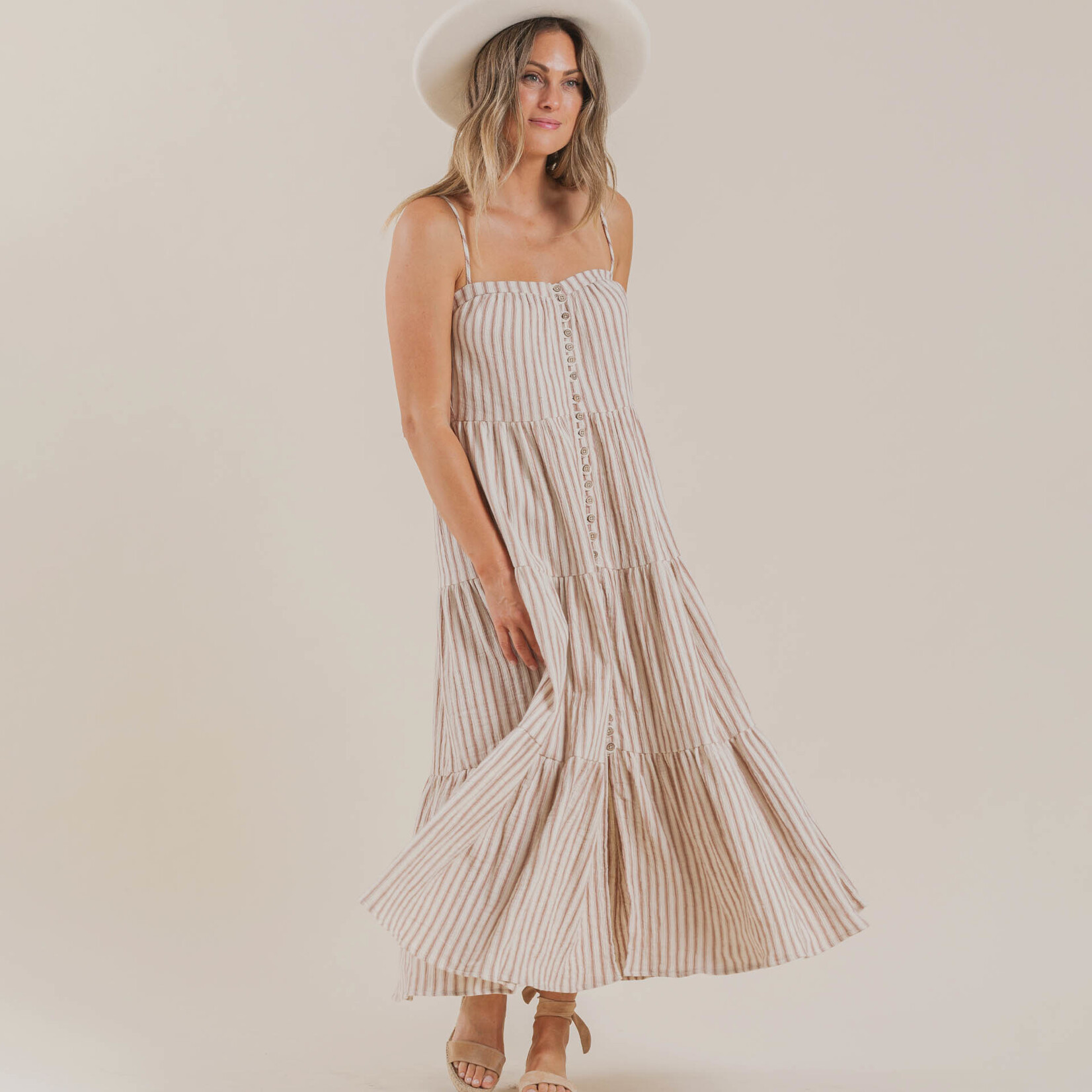 Rylee & Cru Women's Striped Tiered Maxi Dress - Amber
