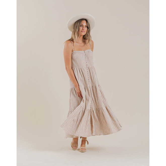 Women's Striped Tiered Maxi Dress - Amber
