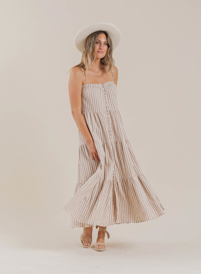 Women's Striped Tiered Maxi Dress - Amber