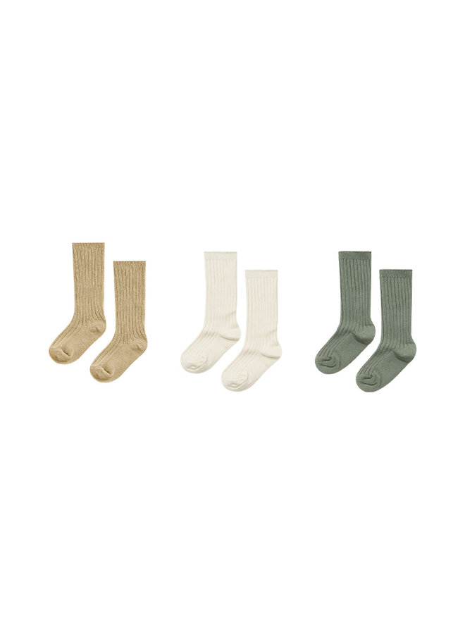Knee Socks - Almond/Natural/Fern