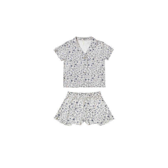 Blue Floral Bedtime Pajama Set - Ivory/Blue Floral