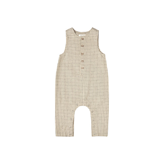 Grid Button Jumpsuit - Butter