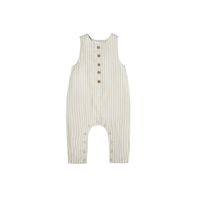 Striped Button Jumpsuit - Sage/Ivory