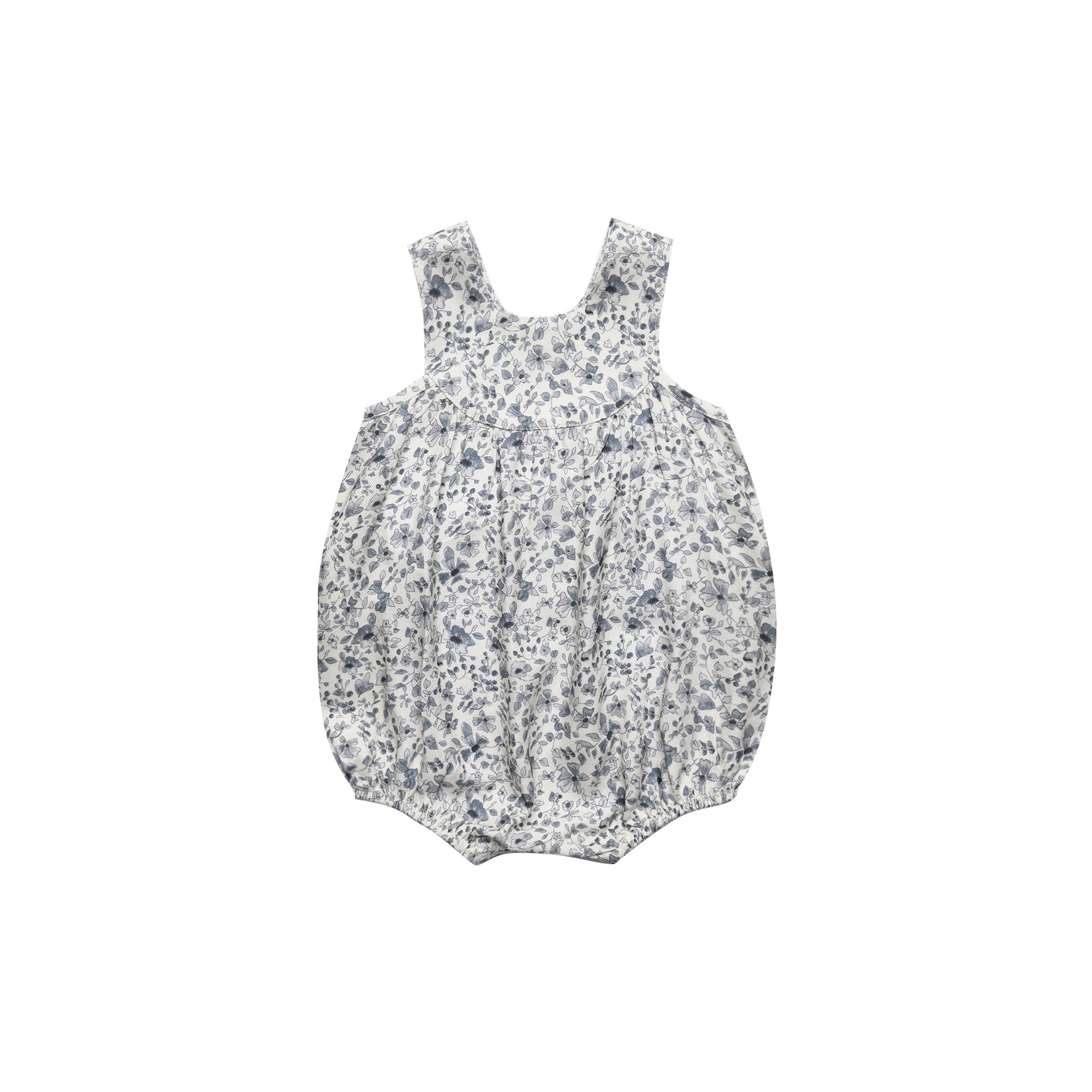 Rylee & Cru Blue Floral June Romper - Ivory/Blue Floral
